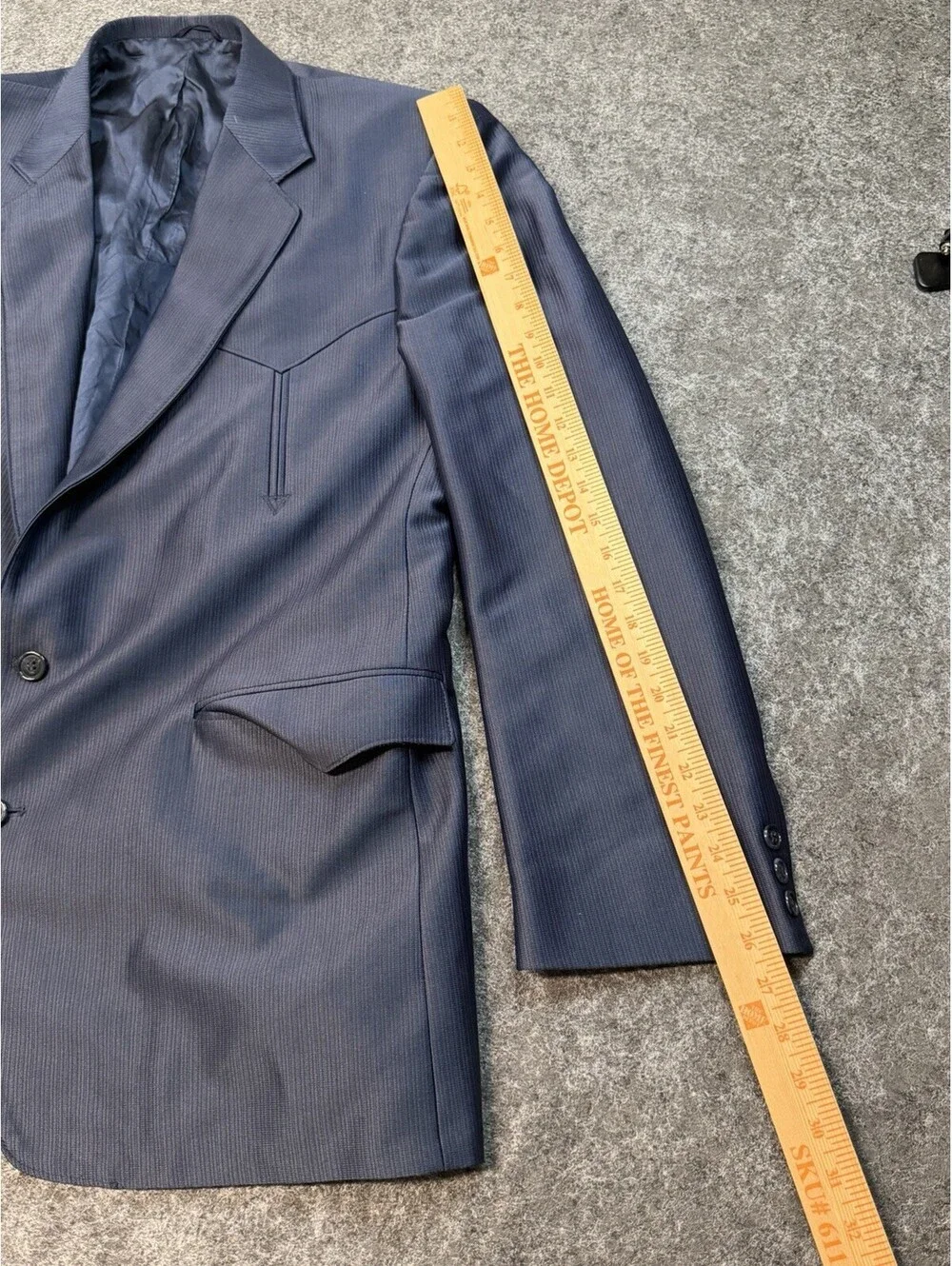Circle S Western Sport Coat Blazer Mens 46L Blue 2 Button Cowboy USA Vintage